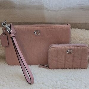 Coach Blush Pink Wristlet and Wallet Set